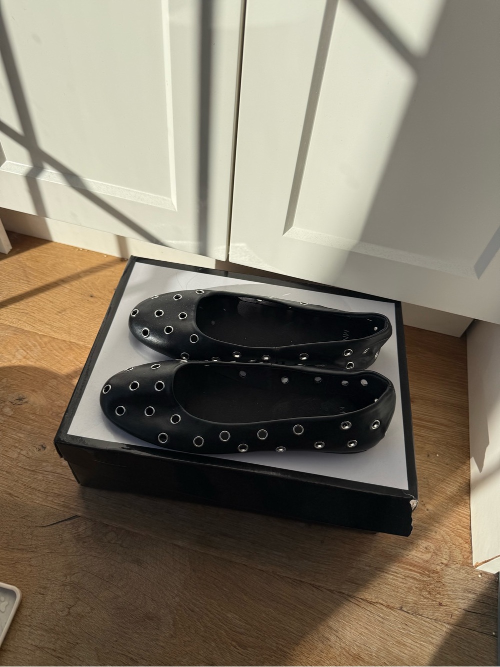 Mango Black Eyelet Ballet Flats